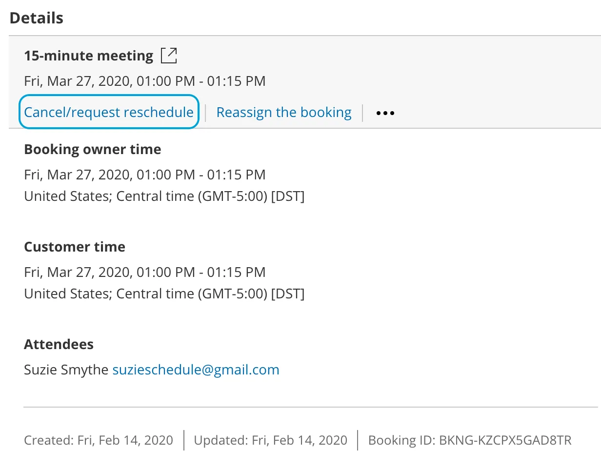 Figure 1: Cancel/request reschedule button